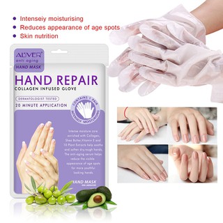 ALIVER Anti-Aging Nourishing Hand Mask Exfoliating Removal Dead Skin Collagen Infused Glove For Dry Hand