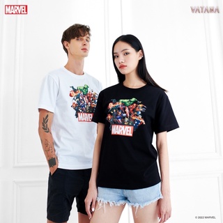 เสื้อยืดคอกลมแฟชั่น VATANA - เสื้อยืดสีดำ พิมพ์ลาย TEAM AVENGERS