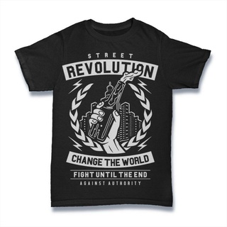 เสื้อยืดครอปขายส่ง เสื้อยืด พิมพ์ลาย Street Revolution สําหรับผู้ชาย ใหม่ เสื้อยืด ผ้าฝ้าย 100% พรีเมี่ยมS-5XL