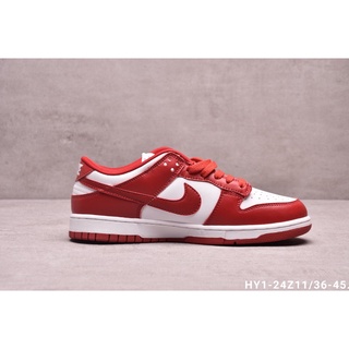 ۞✚ส่วนลด Nike SB Dunk Low Men Women รองเท้าผ้าใบเดินรองเท้าลำลองสีแดง