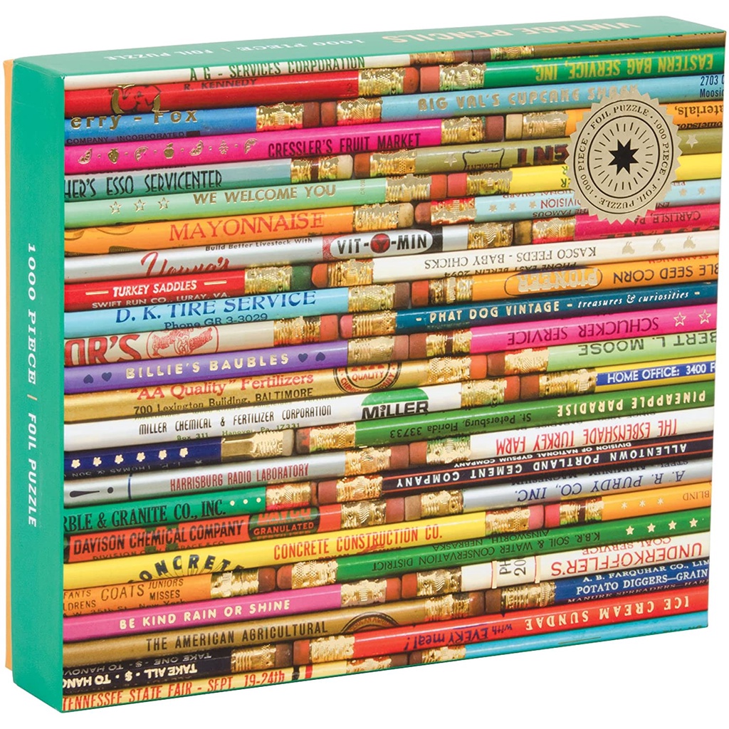จิ๊กซอว์ Galison - Vintage Pencils  1000 piece (Foil Puzzle)  (ของแท้  มีสินค้าพร้อมส่ง)