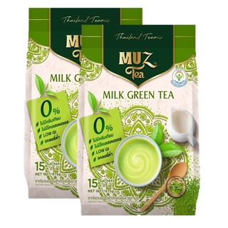 MuZ 3in1 Green Tea Mix มัช ชาเขียวนม ล้าเต้ ปรุงสำเร็จชนิดผง 25g. x 15ซอง (2แพค)