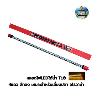 หลอดไฟใต้น้ำT10 LED4แถวเหมาะสำหรับเลี้ยงปลาอโรวาน่าและ ปลาสวยงามทุกชนิด (สีทอง)