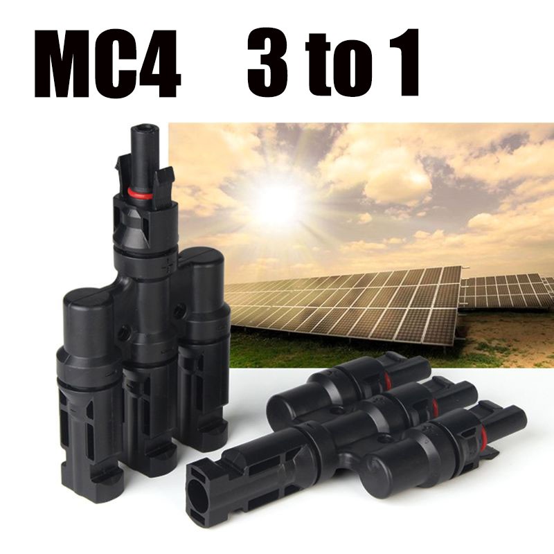 T3 ตัวต่อแยก MC4 โซล่าร์เซลล์ 3 ทาง 1คู่ (2ชิ้น)