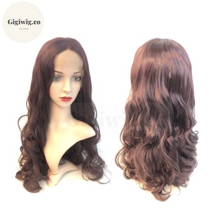 (แสกได้ทุกแบบ) วิกทอมือสีน้ำตาลช๊อคโกแลต Chocolate Brown  Lace wig วิกผมตรงยาว29นิ้ว วิกตาข่ายทรงลอนฟาร่า/ตรง