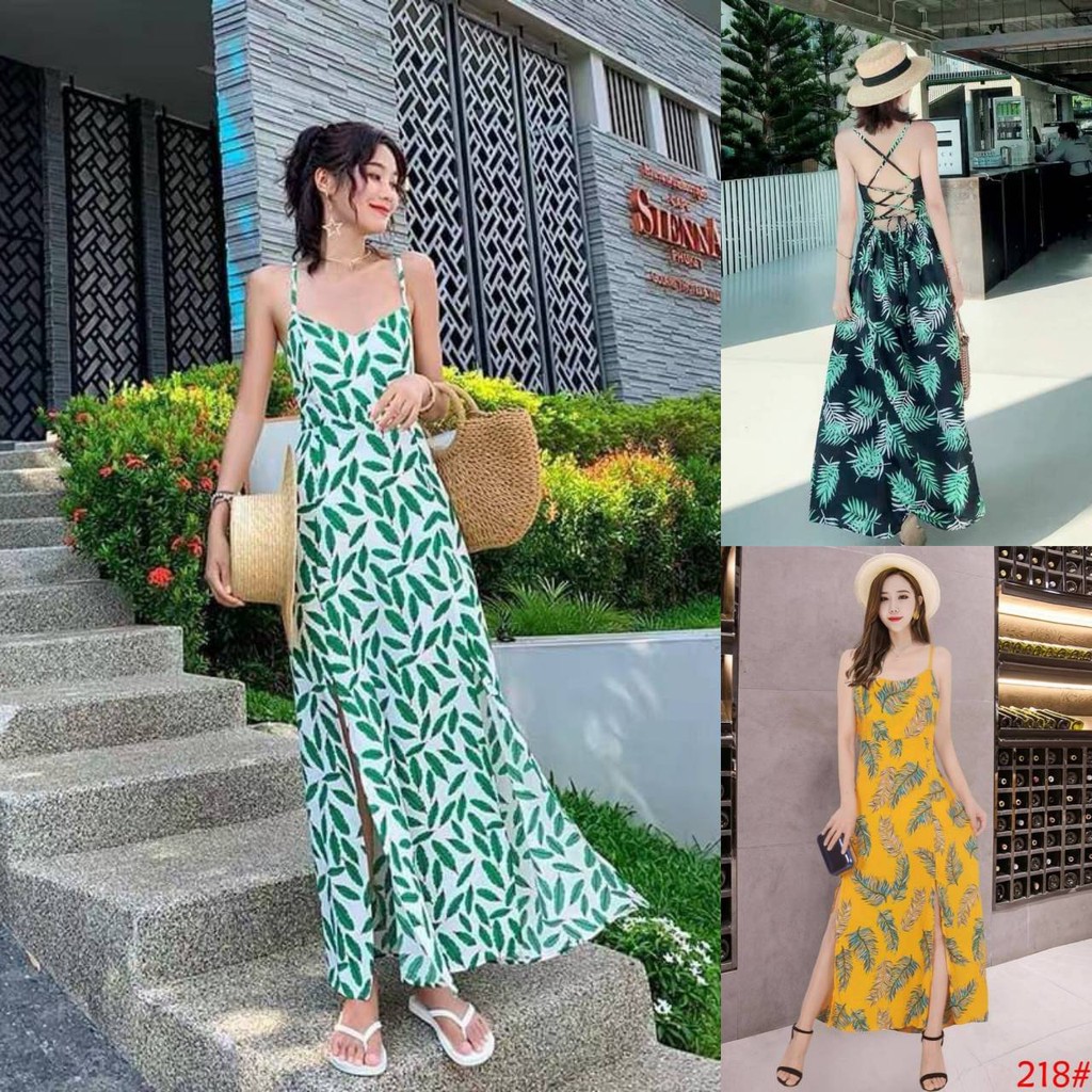 ชุดเดรสยาวสายเดี่ยว ชุดเดรสแฟชั่น งานผูกหลังสวยๆ โชว์แผ่นหลัง ให้ความเซ็กซี่เบาๆ ทำให้ชุดเข้ารูปมากขึ้น