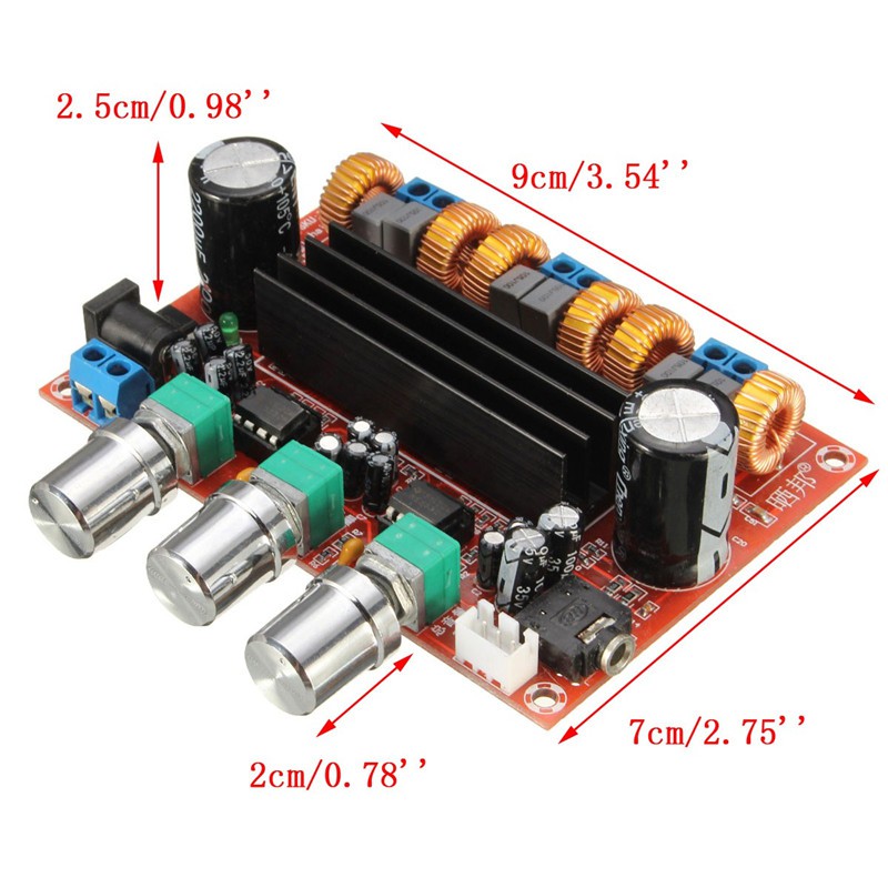 บอร์ดขยายเสียง class d  2.1 50Wx2 + ซับวูฟเฟอร์ 100W พร้อมกล่องใส