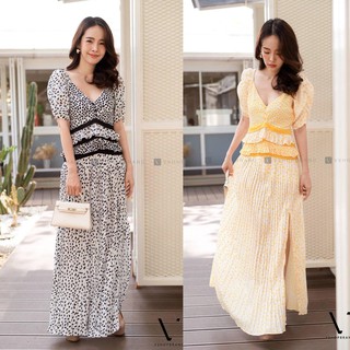 Vshop maxi dress งานแพทเทิ้ล งานดีไซน์ชิคๆ .พร้อมส่ง