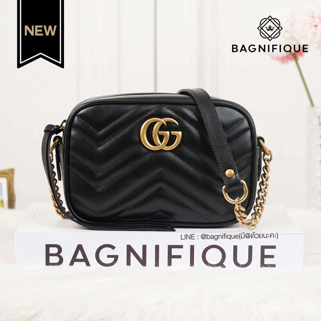เตรียมจัดส่ง!!GUCCI Marmont Camera Bag Mini 18 cm Black J9QC