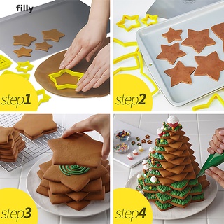 [FILLY] 6Pcs/set Christmas Tree Cookie Cutter Stars Shape Cake Biscuit Cutter Mold DFG