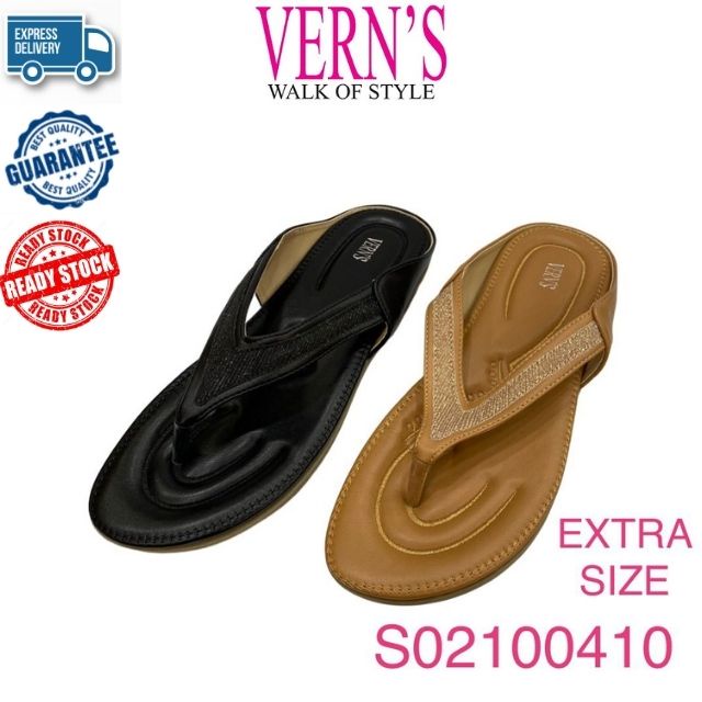รองเท้าแตะส้นแบนขนาดใหญ่สําหรับผู้หญิง VERNS S02100410 RM59.99