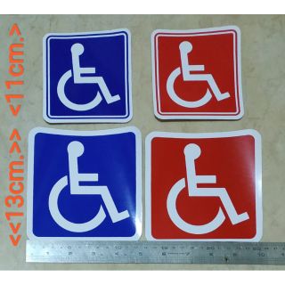 สติ๊กเกอร์สัญลักษณ์ คนพิการ ผู้ที่นั่งรถเข็น วิลแชร์ Wheelchair สตรีมีครรภ์ ผู้ป่วย ผู้สูงอายุ คนชรา คนถือไม้ค้ำยัน