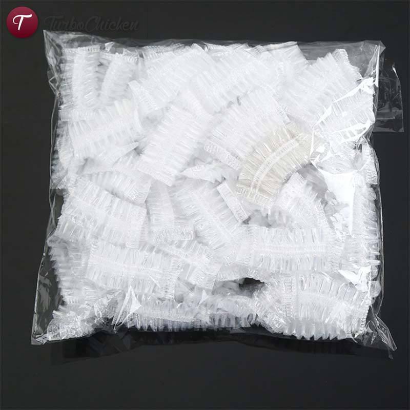 T⋄ 100 Pcs Transparent Earcap Hair Dye Disposable Shampoo Waterproof Plastic Earmuffs