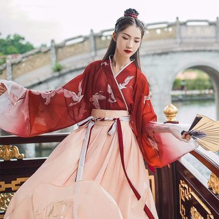 ชุดจีนโบราณ hanfu ชุดฮั่นฝู#ฮั่นฝู ชุดคอสเพลย์ ชุดจีนสีขาวแดง