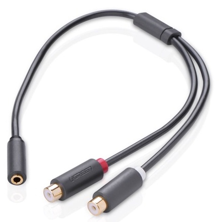 RCA Cable 2RCA (ตัวเมีย) to 3.5mm Jack(ตัวเมีย) Extension Aux Cable (10562) Ugreen (ออกใบกำกับภาษีได
