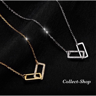 Collect-Shop สร้อยเงิน S925 ทอง18k ฝังเพชรสวิส CZ สร้อยคอ ทันสมัย สวยงาม