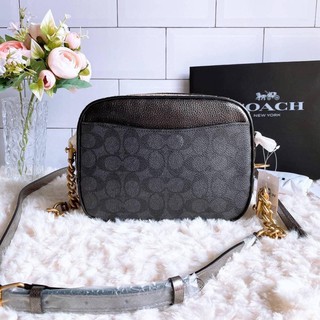 COACH Camera Bag In Signature Canvas With Rivets And Snakeskin Detail 39684 B4O84