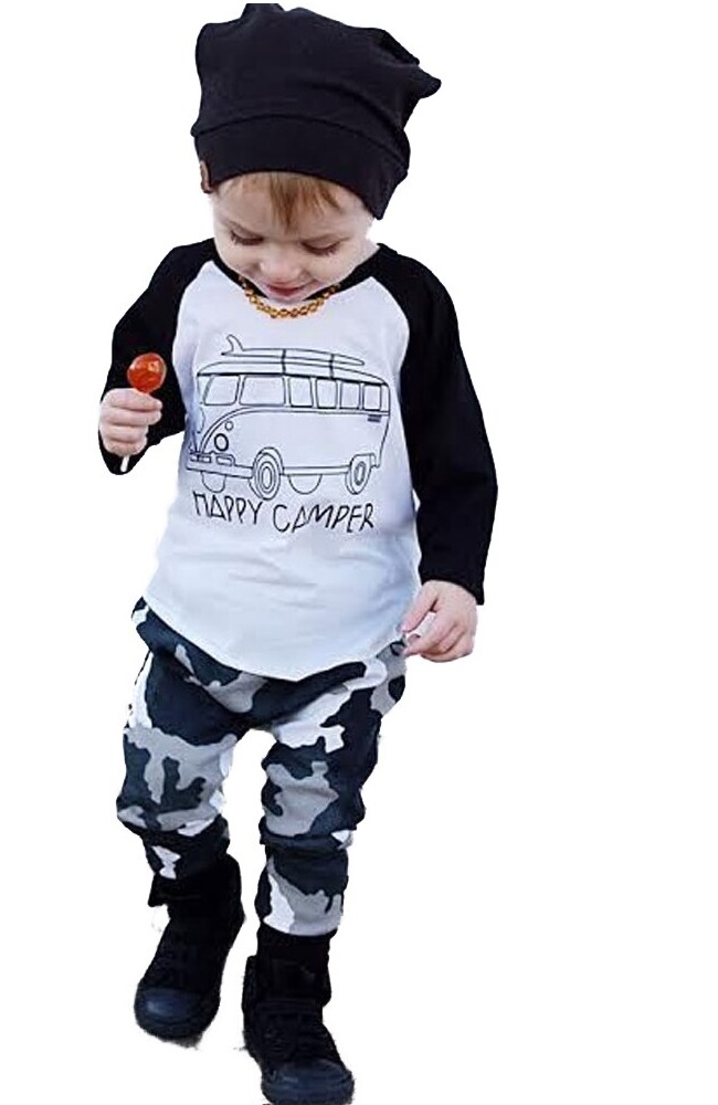 Happy Camper Boy Set Baju Budak Lelaki Set Wear Boy Set Boy Fashion Kids Boy Kids - in