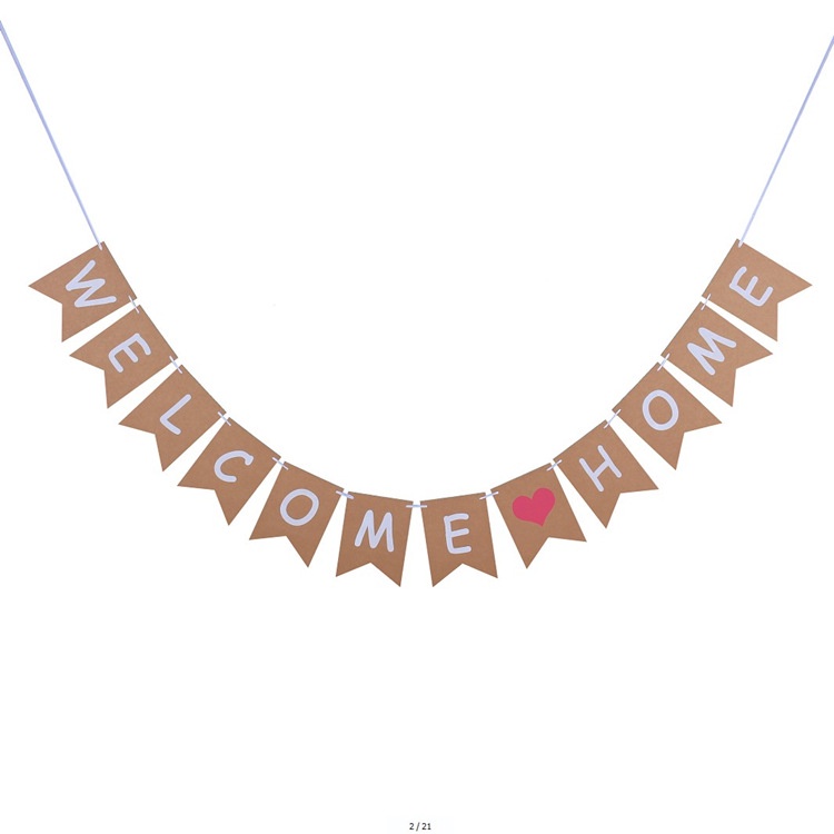 ธงแบนเนอร์กระดาษคราฟท์ ลาย Welcome Home สไตล์วินเทจ สําหรับตกแต่งบ้าน งานแต่งงาน ปาร์ตี้ ราคา ถูกที่สุด ดีลบีเคเค รูปภาพหลัก
