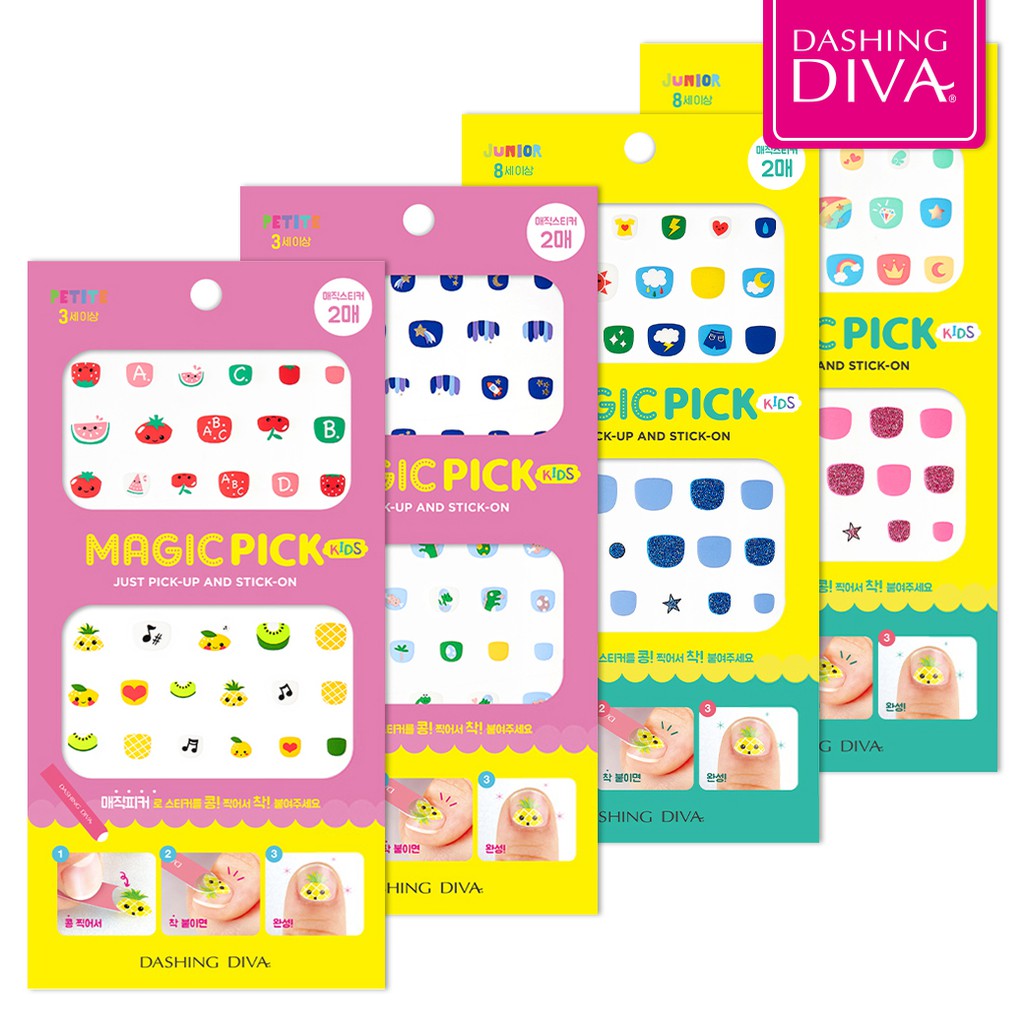 [พร้อมส่ง] Dashing Diva Magic Pick Kids DKMP01-DKMP12 สติ๊กเกอร์ติดเล็บสำหรับเด็ก อายุ 3-8 ปีขึ้นไป