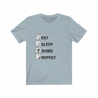 เสื้อยืดผ้าฝ้าย พร้อมส่ง เสื้อยืด พิมพ์ลายกราฟฟิคอนิเมะ Eat Sleep Repea หลากสี แฟชั่นฤดูร้อน สําหรับผู้ชาย