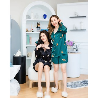 New Arrival🔥 ชุดนอนเสื้อเเขนยาว+กางเกงขาสั้น Summer สุดๆ 💕French Bulldog🐶 &amp; Green Foxy🦊