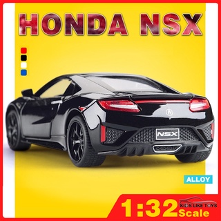 KLT โมเดลรถ 1:32 Honda Acura NSX รถเหล็กโมเดล โลหะผสมสังกะสี ของเด็กเล่น ดึงกลับรถของเล่นสำหรับเด็กและผู้ใหญ่ ของขวัญ