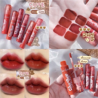 [COD] ลิปสติก ลิปกลอส Kiss Beauty​ เนื้อแมตต์กำมะ​หยี่​ กันน้ำ ติดทนนาน 6 แท่ง 6 สี