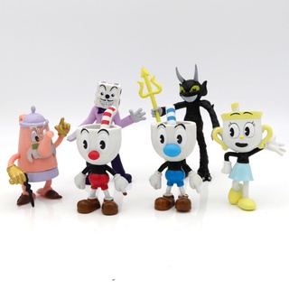 โมเดลตุ๊กตาฟิกเกอร์ Cuphead 6 ชิ้น ของเล่นสําหรับเด็ก Mini Figure 3.6-4 Inch Doll Game Peripheral Hand-Made Cake Decoration Ornaments 6PCS