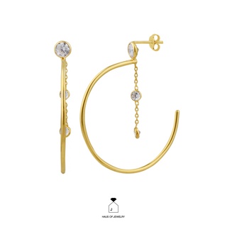 Haus of Jewelry BOHEMIAN DIONA HOOP EARRINGS ต่างหูเงินแท้ ประดับเพชรคิวบิกเซอร์โคเนีย (Cubic Zirconia)