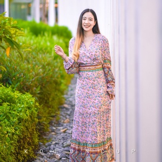 KolonCup แม็กซี่เดรสยาว ชุดเดรสยาว ชุดไปทะเล เที่ยวทะเล ชุดไปเที่ยว ชุดโบฮีเมี่ยน ชุด oversize รหัส KL3069