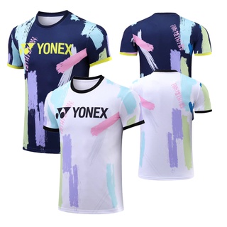 Yonex 055A# เสื้อกีฬาแบดมินตัน คอกลม แบบแห้งเร็ว สีขาว สีฟ้า สําหรับผู้ชาย ไซซ์ M - 4XL