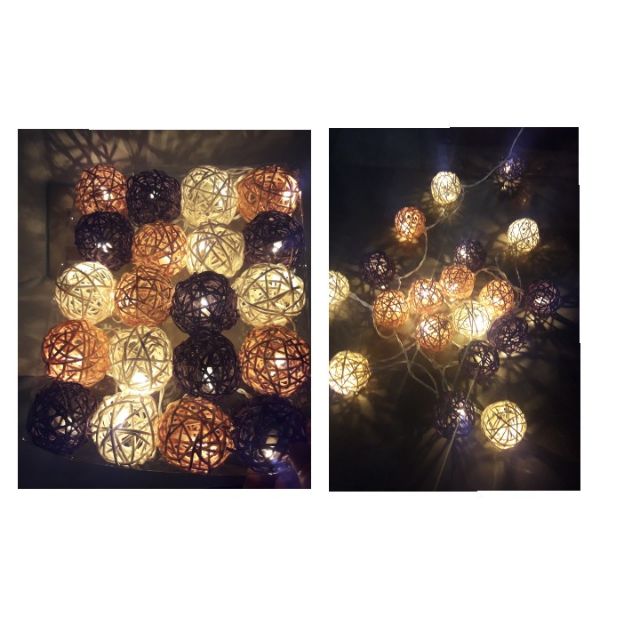 Jitta shop  บอลหวายสีคลาสลิค dark brown คละสีขาว