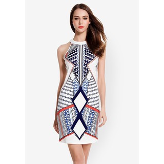 Mirror Dress ชุดเดรส Cutaway Geographic Pattern