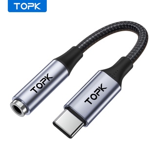 TOPK YP15 USB Type C ถึง 3.5 มม.AUX อะแดปเตอร์หูฟังสายสัญญาณเสียงประเภท C Dongle Audio Jack Converter พร้อมชิป DAC iPad Pro S21 Note20 Pixel