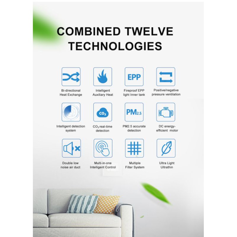 เครื่องฟอกอากาศERV+เติมอากาศ+ถ่ายเท+กรอง+ปรับอุณหภูมิ​อากาศภายนอกห้องให้สมดุลย์=อากาศในห้อง2yearsWarrantyแถมไส้กรอง2ชุด​ - รูปที่ 5