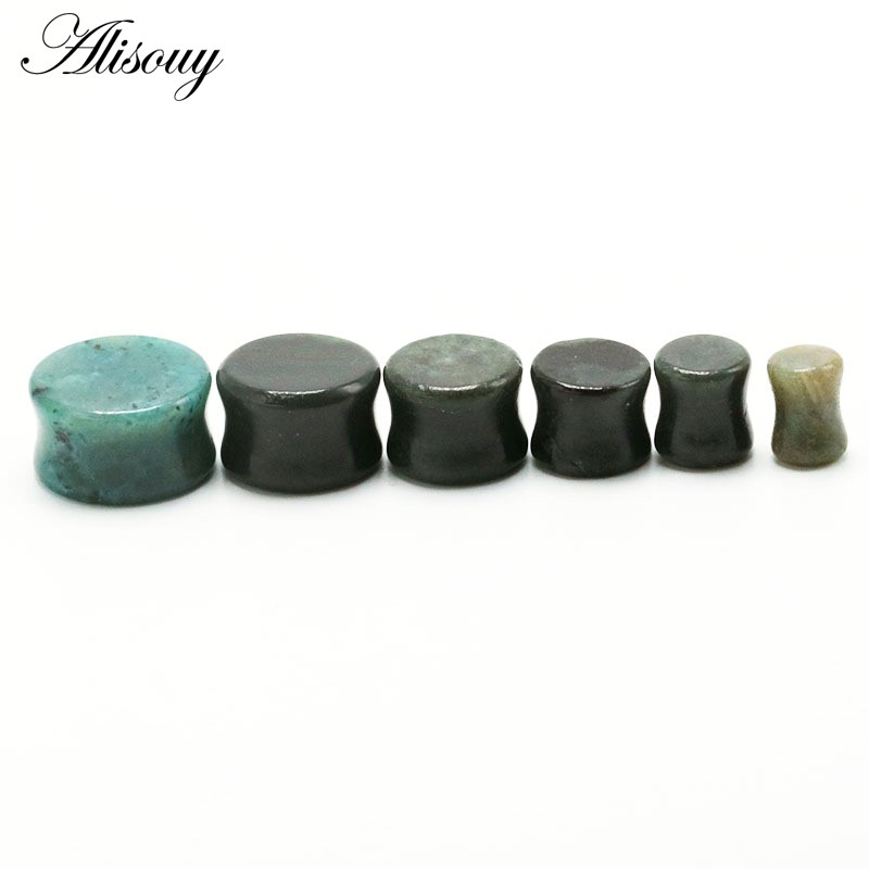 Alisouy 2PCS หินหูปลั๊กอุโมงค์หูวัดหูเจาะหู Stretchers รูปที่ 8