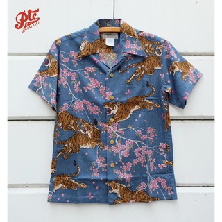 เสื้อฮาวาย MAKANA LEI AMT-052N / TORA &amp; SAKURA / SL.BLUE