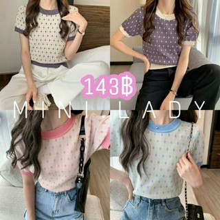 Mini.Lady❤️❤️❤️2022พร้อมส่ง!!แนะนำเสื้อครอปคอกบมแขนสั้นลายไทยเนื้อผ้าดีทรงสวยละมุนตรงปก(5962)