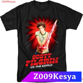 Z009Kesya เสื้อยืดสีพื้นคอกลม Trevco Mens Scott Pilgrim Vs The World And Stuff T-Shirt sale Trevco