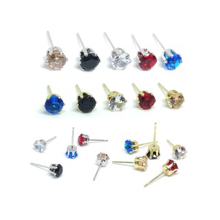 จิวสแตนเลส สำหรับเจาะตรงบริเวณกระดูกอ่อนของหู - 1 ข้าง | STUD CZ (CZ.CLB)| CZ Stud 5 Colours(Clear Back) Earring