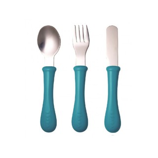 BEABA ชุดช้อนส้อมและมีด Stainless Steel Training Cutlery Knife / Fork / Spoon - BLUE