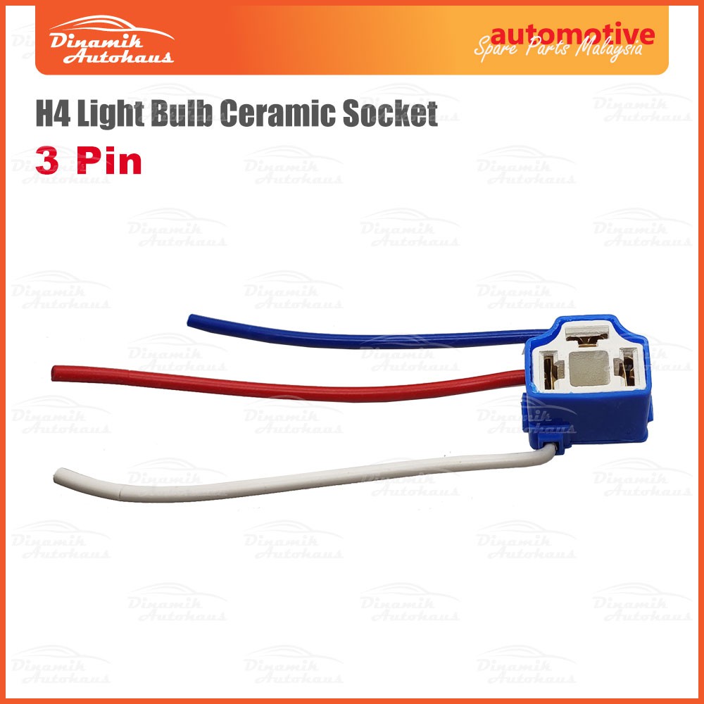 ไฟหน้ารถยนต์ Head Light H4 Bulb Ceramic Socket Connector 3 Pin (Soket Mentol Lampu Kereta H4)