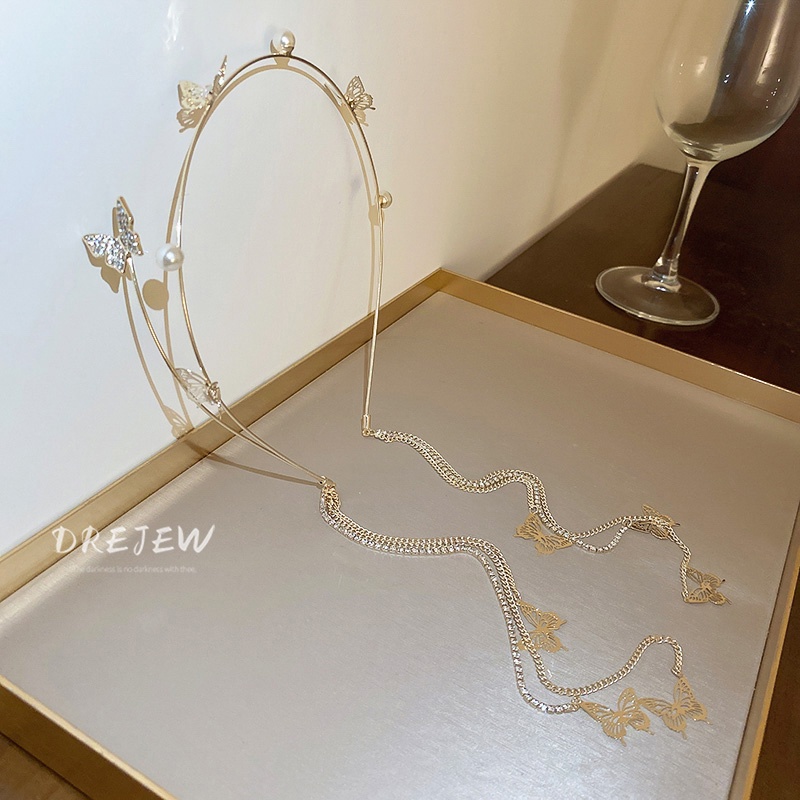 DREJEW ที่คาดผม ประดับมุก เพทาย ฝังเพชร ผีเสื้อ พู่ รูปที่ 7