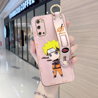 เคสโทรศัพท์มือถือแบบนิ่ม TPU ลายการ์ตูนนารูโตะ Uzumaki พร้อมสายรัดข้อมือ หรูหรา สําหรับ Samsung Galaxy S20 Plus S20 Ultra S20 FE 2022 5G