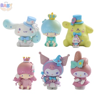 โมเดลฟิกเกอร์ PVC รูปการ์ตูนอนิเมะ My Melody Kawaii Kuromi ขนาดเล็ก 6 ชิ้น Shopcyc8291