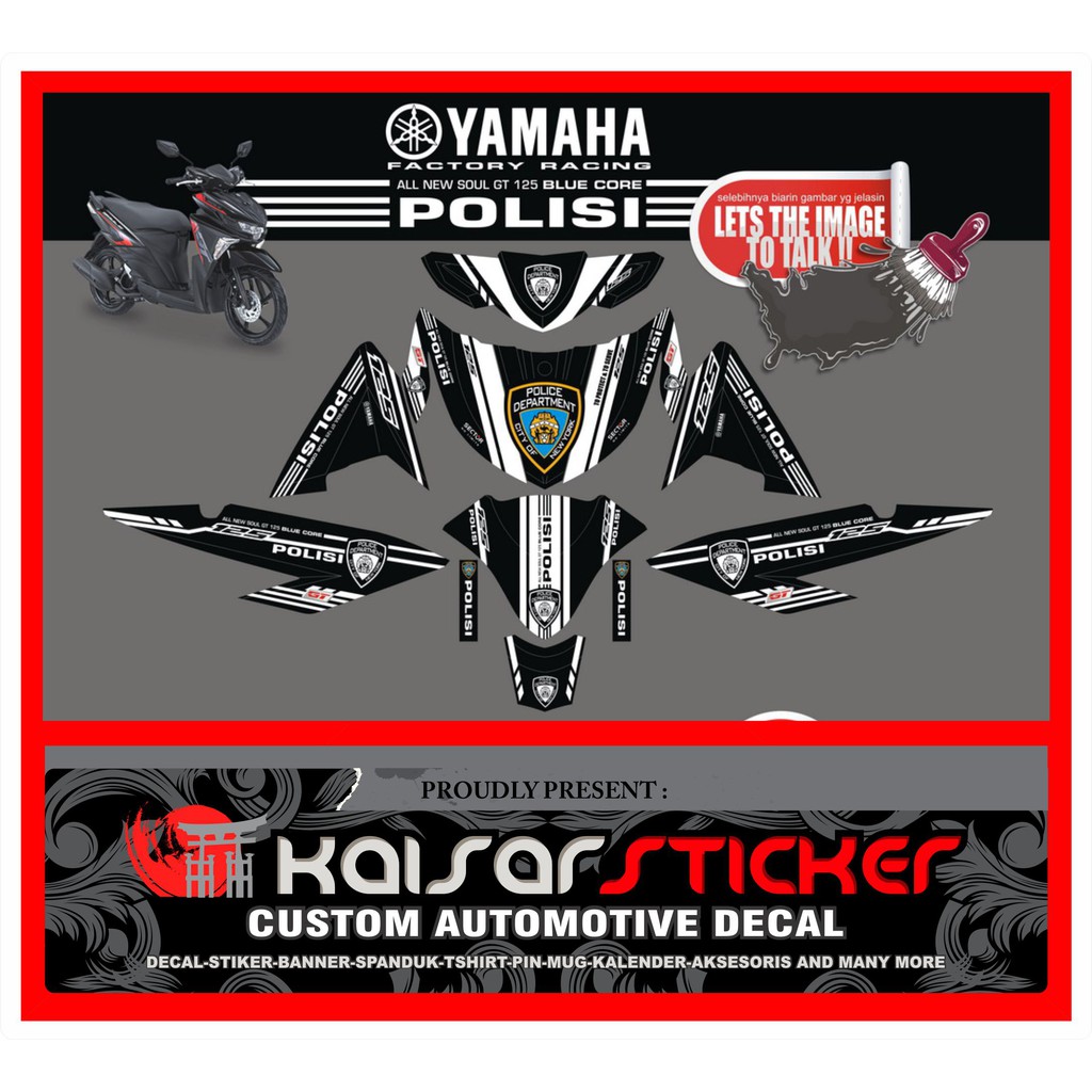 สติ๊กเกอร์รูปลอกรถจักรยานยนต์แบบเต็มตัว Yamaha Soul Gt 125 POLICE สติ๊กเกอร์