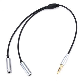 1 x 3.5mm Male to 2 x 3.5mm Female Audio Cable(สีเงิน) (25cm)