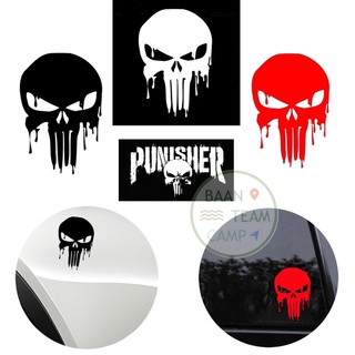 สติ๊กเกอร์ Punisher พันนิชเชอร์ ดุดัน แต่งรถ หัวกระโหลก หัวกะโหลก สติ้กเกอร์ ตำรวจ ทหาร army กองทัพ มาร์เวล กะโหลก มาเวล