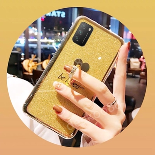 เคสโทรศัพท์มือถือ ซิลิโคนนิ่ม ลายกลิตเตอร์ พร้อมแหวนขาตั้ง สําหรับ Xiaomi Mi POCO M3 Mi POCO M3